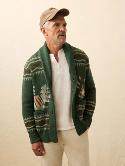 Faherty Camp Cardigan Forest Lake In Green