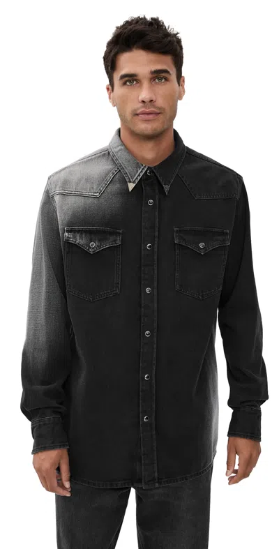 Mm6 Maison Margiela Western Style Denim Shirt Pockets In Black