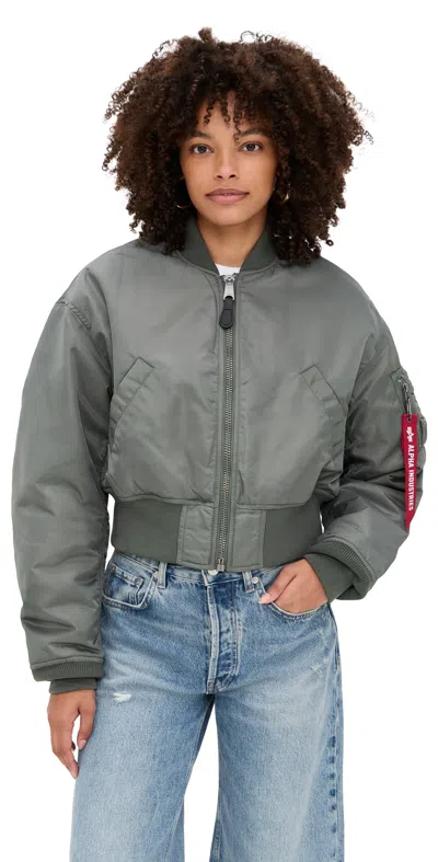 Alpha Industries Ma-1 Cropped Flight Jacket Field Gray In Green
