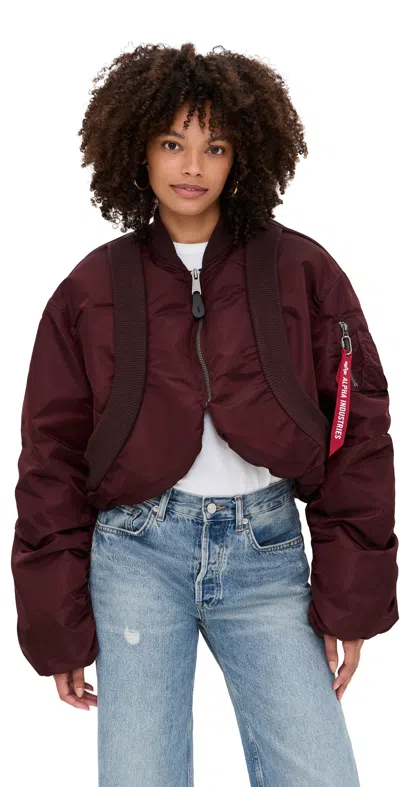 Alpha Industries Ma-1 Knit Rib Flight Jacket In Red