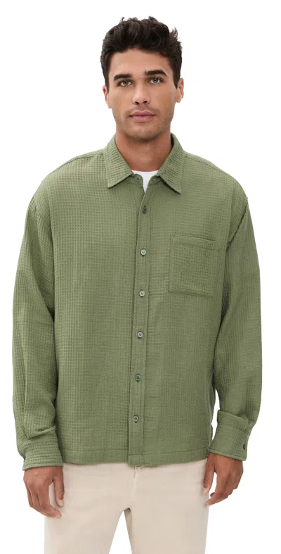 Bather Waffle Leisure Shirt Artichoke In Green