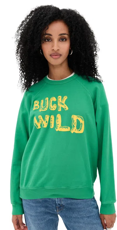 Mother The Biggie Concert Cotton Graphic Sweatshirt In Green