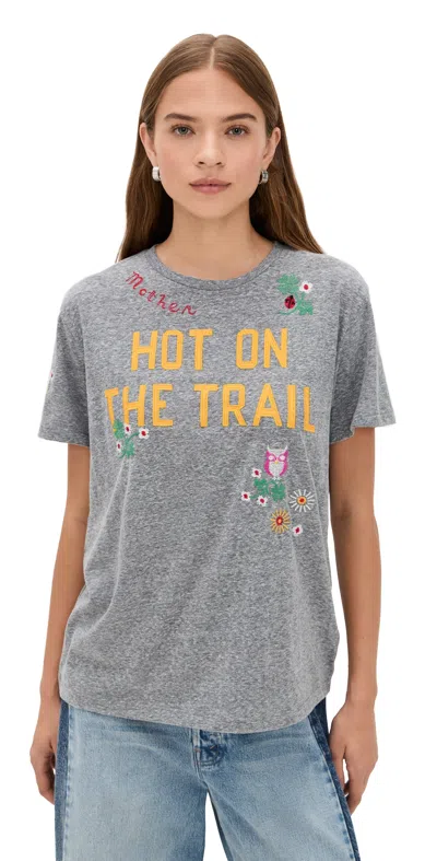 Mother Womens Hot On The Trail The Rowdy Embroidered Woven T-shirt In Gray