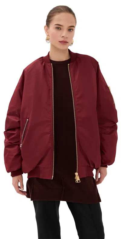 Frenken Marker Winter Nylon Bomber Burgundy In Burgundy