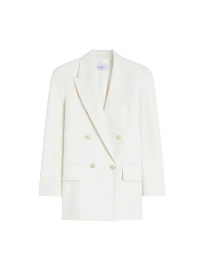 Max Mara Suez Double Cotton Blend Blazer In White
