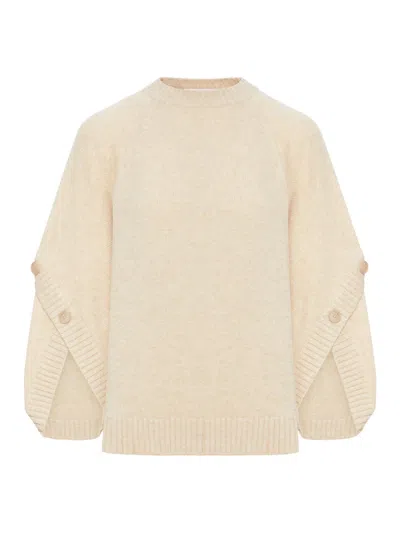 Max Mara Crossover Detail Oversized Wool And Cashmere Sweater In Neutral