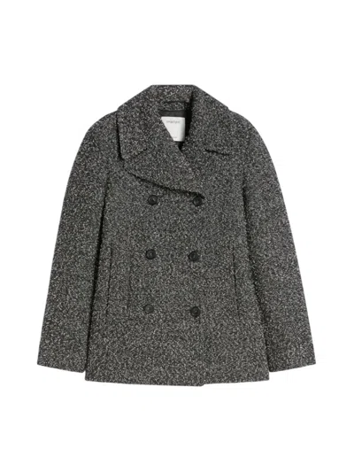 Sportmax Olaf Double Breast Wool Blend Short Coat In Gray