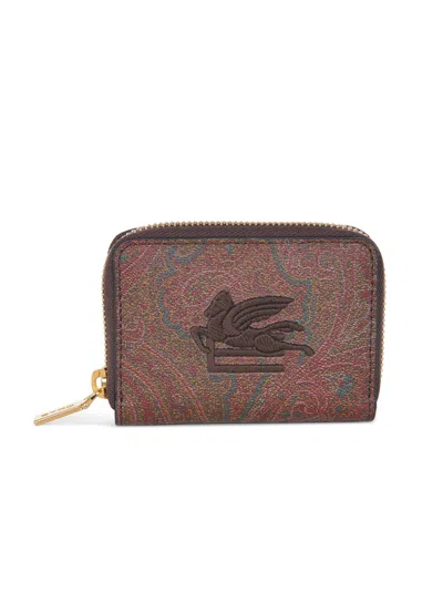 Etro Wallet In Coated Paisley Leather In Multi
