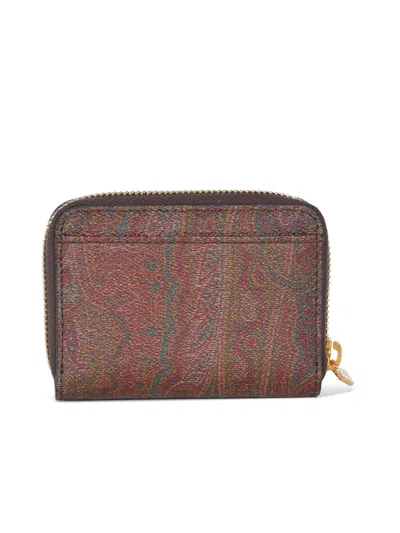 Etro Wallet In Coated Paisley Leather In Multi