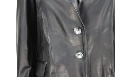 Barba Napoli Soft Leather Blazer Jacket With 2 Button Closure And Flap Pockets In Black