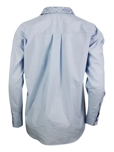 Fabiana Filippi Long Striped Poplin Shirt In Blue