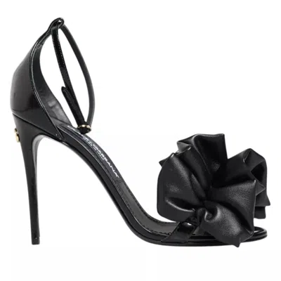 Dolce & Gabbana Black Leather Ankle Strap Heel Sandals Women's Shoes In Black