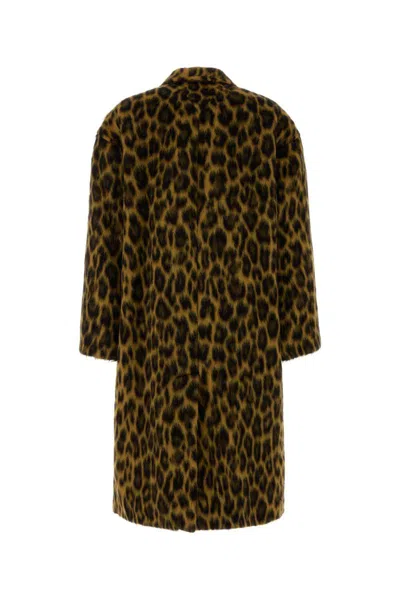 Bottega Veneta Animal Print Coat With Faux Fur Texture In Animal Print