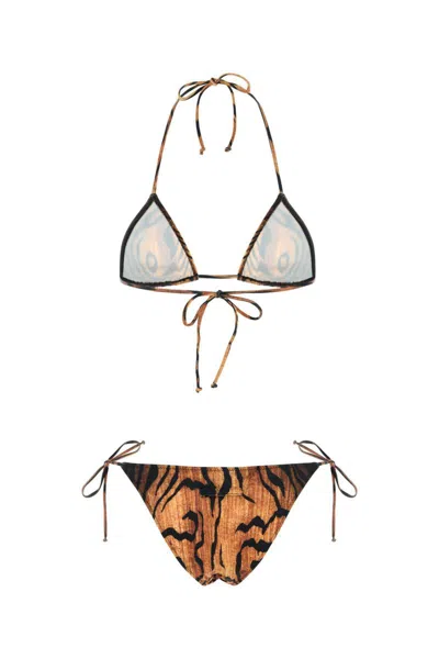 Jean Paul Gaultier Adjustable Halter Neck Bikini Set In Brown