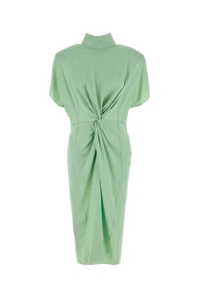 Stella Mccartney Cap-sleeve Halterneck Twist Midi Dress In Green