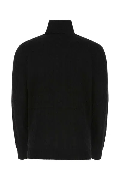 Polo Ralph Lauren Cable Knit Black Turtleneck Sweater With Embroidered Logo In Black