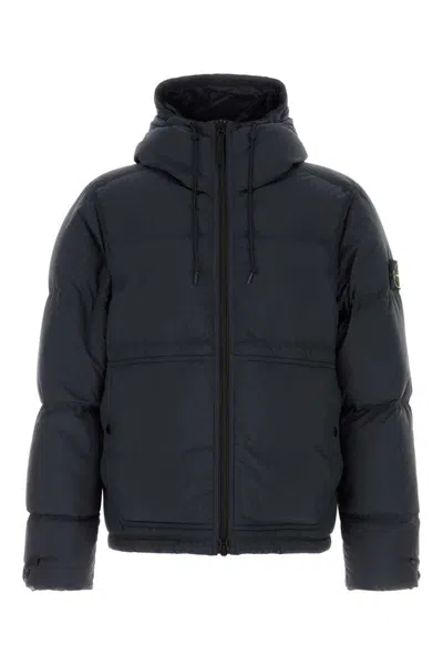 Stone Island Dark Blue Nylon Down Jacket In Blue