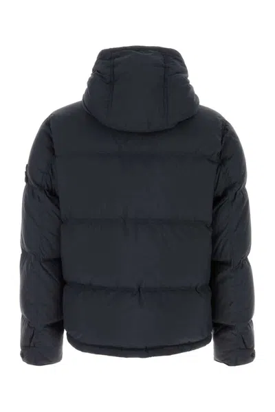 Stone Island Dark Blue Nylon Down Jacket In Blue