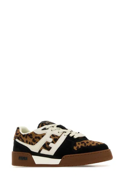 Fendi Low-top Platform In Multicolor Cavallino Calfskin And Suede In Multi