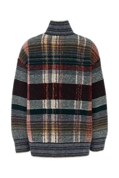 Missoni Embroidered Wool Blend Oversize Cardigan In Gray