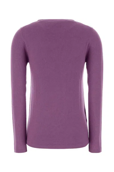 Miu Miu Soft Wool Blend Crew Neck Long Sleeve Sweater In Purple