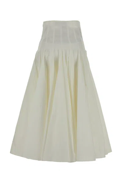 Jacquemus Flared High Waist Pleated Skirt In Neutral