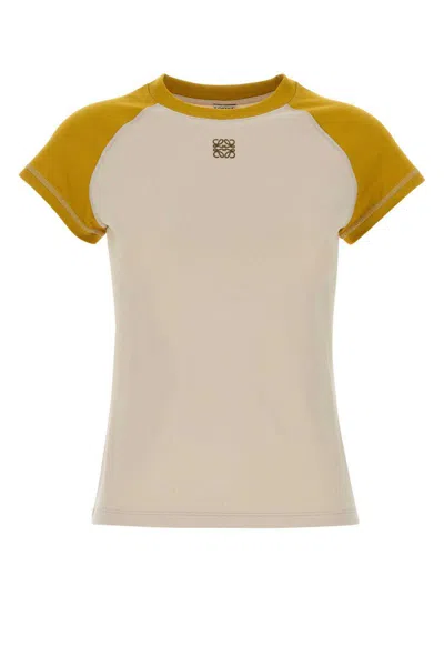 Loewe Cotton Blend T-shirt Featuring Contrast Sleeves In Brown
