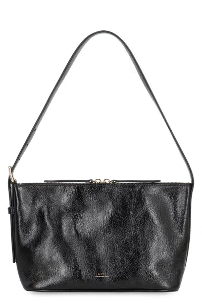 Apc A.p.c. Calfskin Shoulder Bag With Top Handle In Black