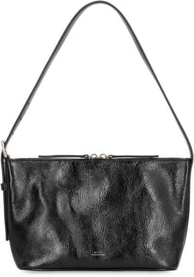 Apc A.p.c. Calfskin Shoulder Bag With Top Handle In Black