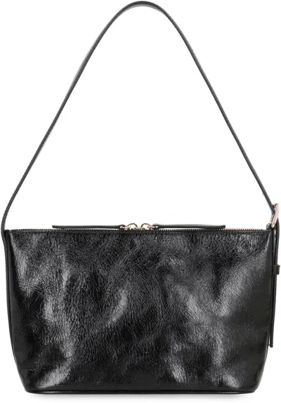 Apc A.p.c. Calfskin Shoulder Bag With Top Handle In Black