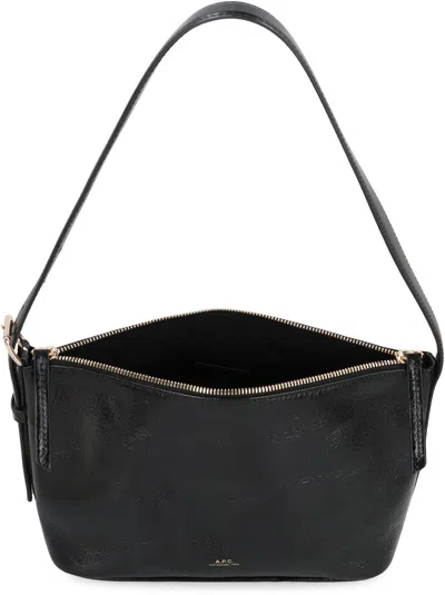 Apc A.p.c. Calfskin Shoulder Bag With Top Handle In Black