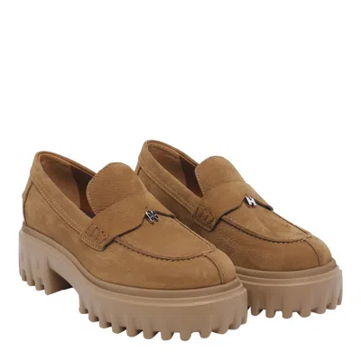 Hogan H700 Loafers Round Toe Chunky Sole In Brown