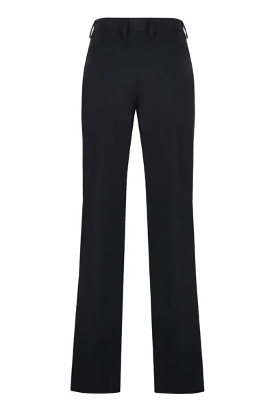 Prada Wool Gabardine Trousers In Black