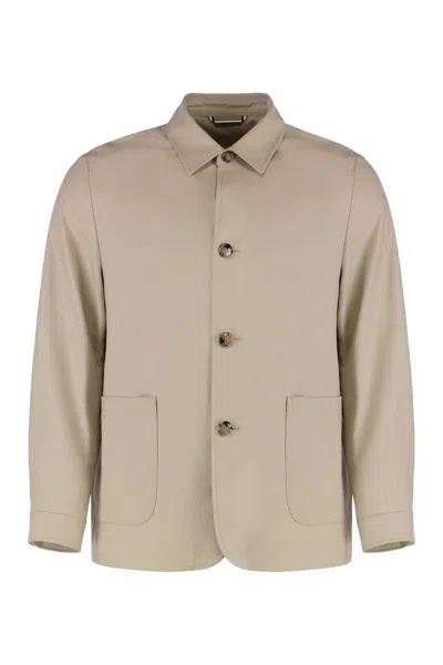 Hugo Boss Boss Overshirt With Buttons In Gray
