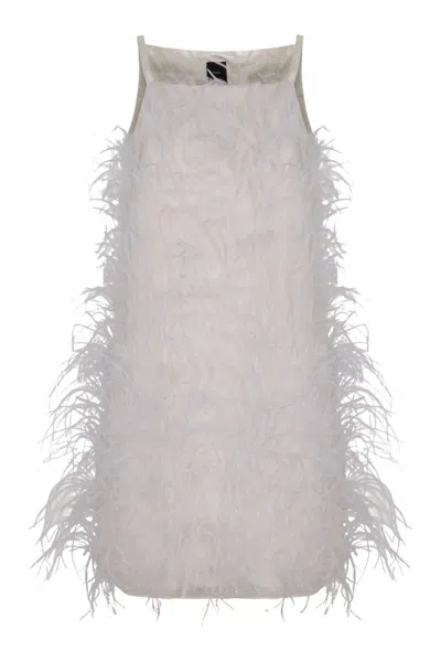 Pinko Mini Dress Piripicchio With Feathers In White