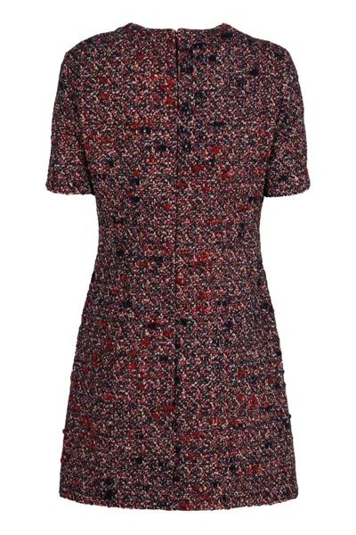 Gucci Textured Wool Dress Featuring Signature Buttons In Brown