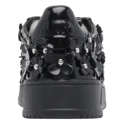 Autry Floral Embellished Low Top Sneakers In Black