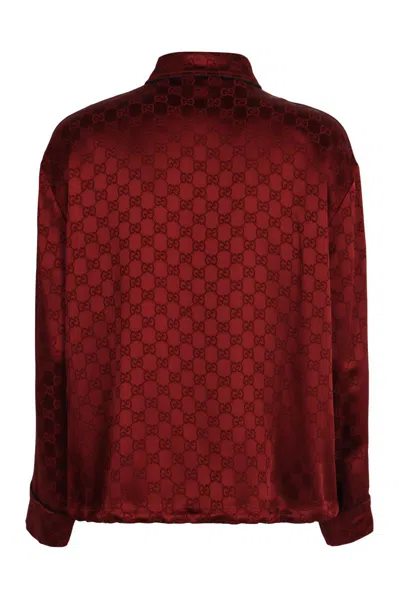 Gucci Silk Shirt Gg In Red