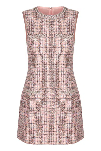 Self-portrait Mini Bouclé Dress In Pink