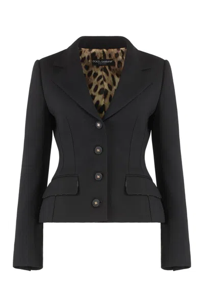 Dolce & Gabbana Stretch Virgin Wool Blazer In Black