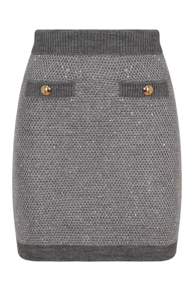 Elisabetta Franchi Gonna In Maglia Con Paillettes Traducendo Dallitaliano Allinglese Diventa: Sweater With Sequins. In Gray