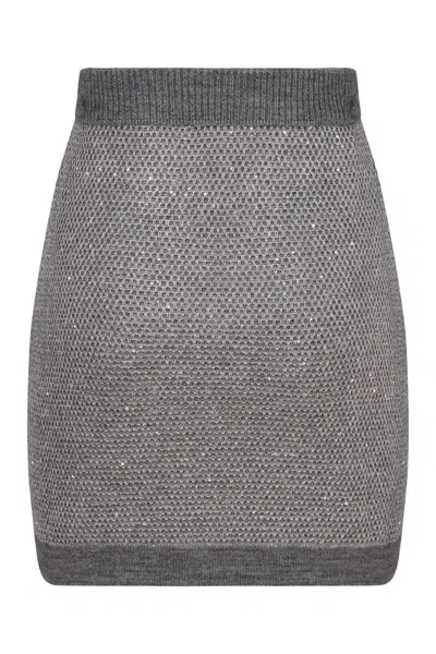 Elisabetta Franchi Gonna In Maglia Con Paillettes Traducendo Dallitaliano Allinglese Diventa: Sweater With Sequins. In Gray