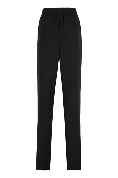 Emporio Armani High-rise Wide-leg Crepe Pants In Black