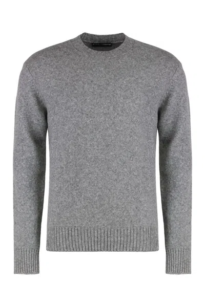 Dolce & Gabbana Sweater With Round Neck In Wool Blend In Blue