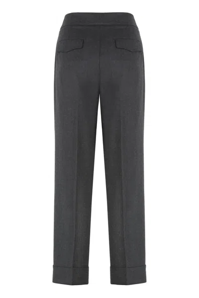 Peserico Cropped Pants In Wool Blend In Gray