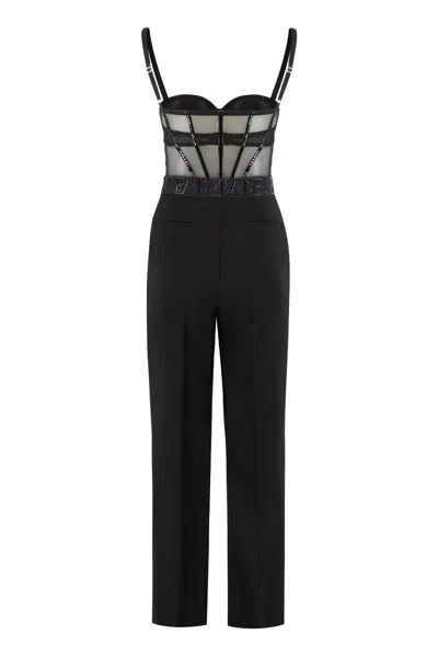 Elisabetta Franchi Tailored Jumpsuit With Corset Bodice In Black
