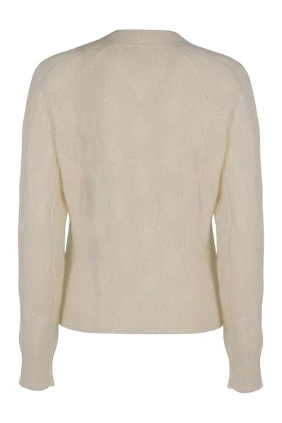 Peserico Sweater With Cable Knit Pattern In Neutral