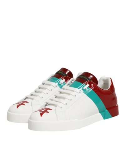 Pre-owned Dolce & Gabbana Multicolor Leather Logo Low Top Sneakers Men's Shoes ()