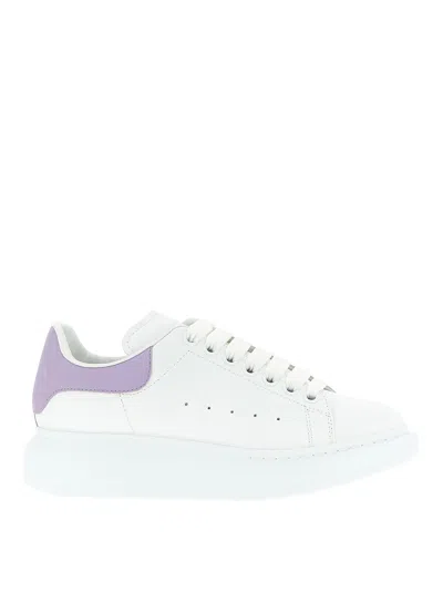 Alexander Mcqueen White Leather Sneakers With Lilac Leather Heel In Yellow