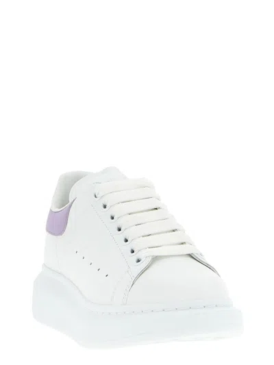 Alexander Mcqueen White Leather Sneakers With Lilac Leather Heel In Yellow